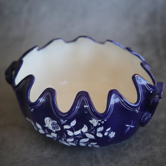 ESTE Italy Tureen Oyster Scalloped Design Blue and White Floral Dish - Picture 6 of 7